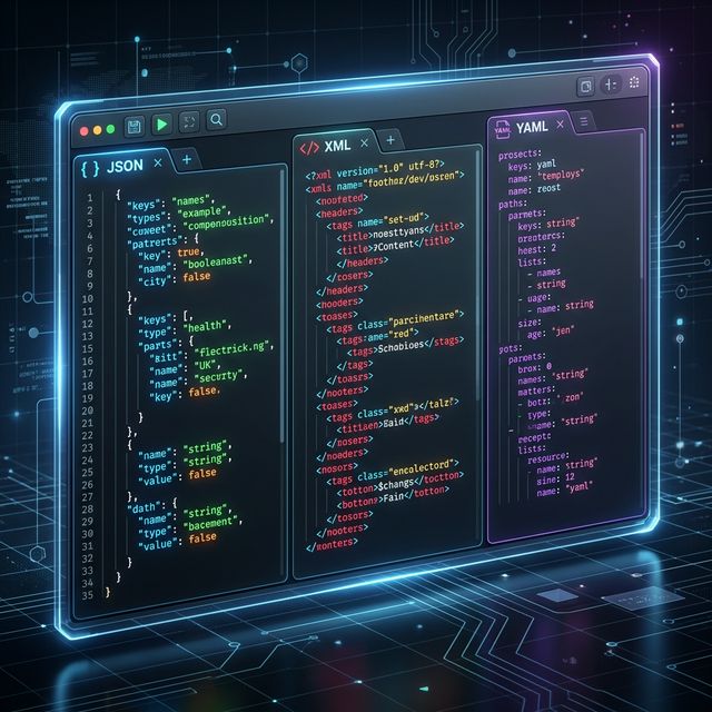 JSON أم XML أم YAML؟ كيف تختار التنسيق الأمثل لبياناتك في 2026
